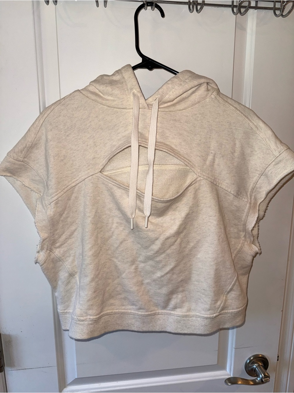 Aerie Cream Cropped Short-Sleeve Hooodie
